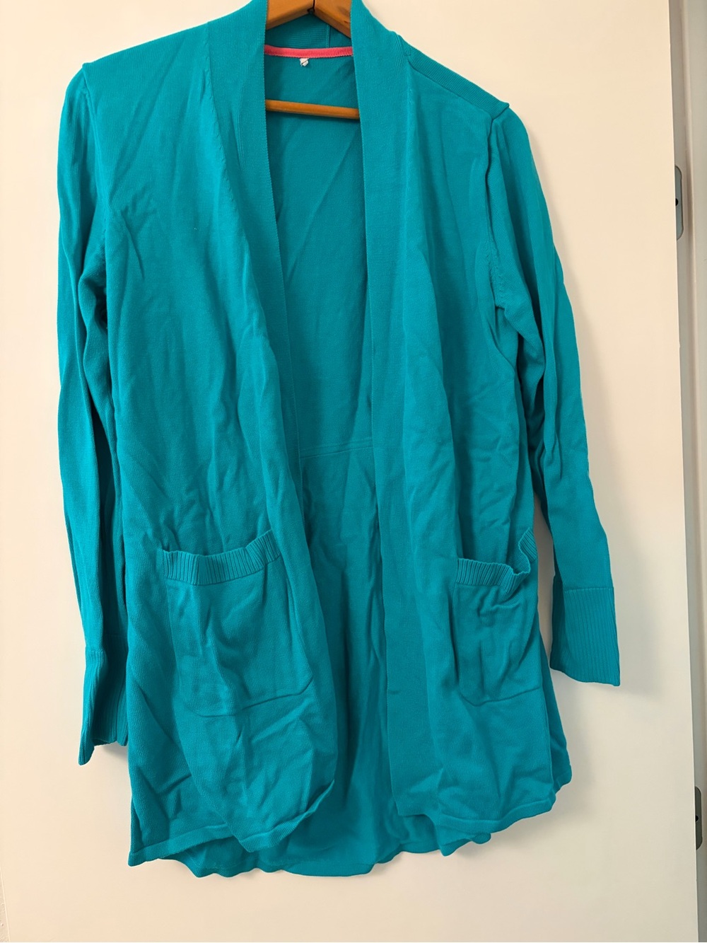 Teal Open-Front Knit Cardigan